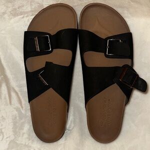 Skechers Women's Black Luxfoam Buckle Sandals